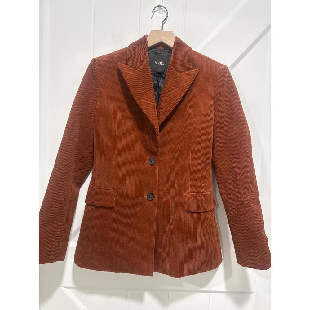Maje Corduroy Blazer Jacket in Rust